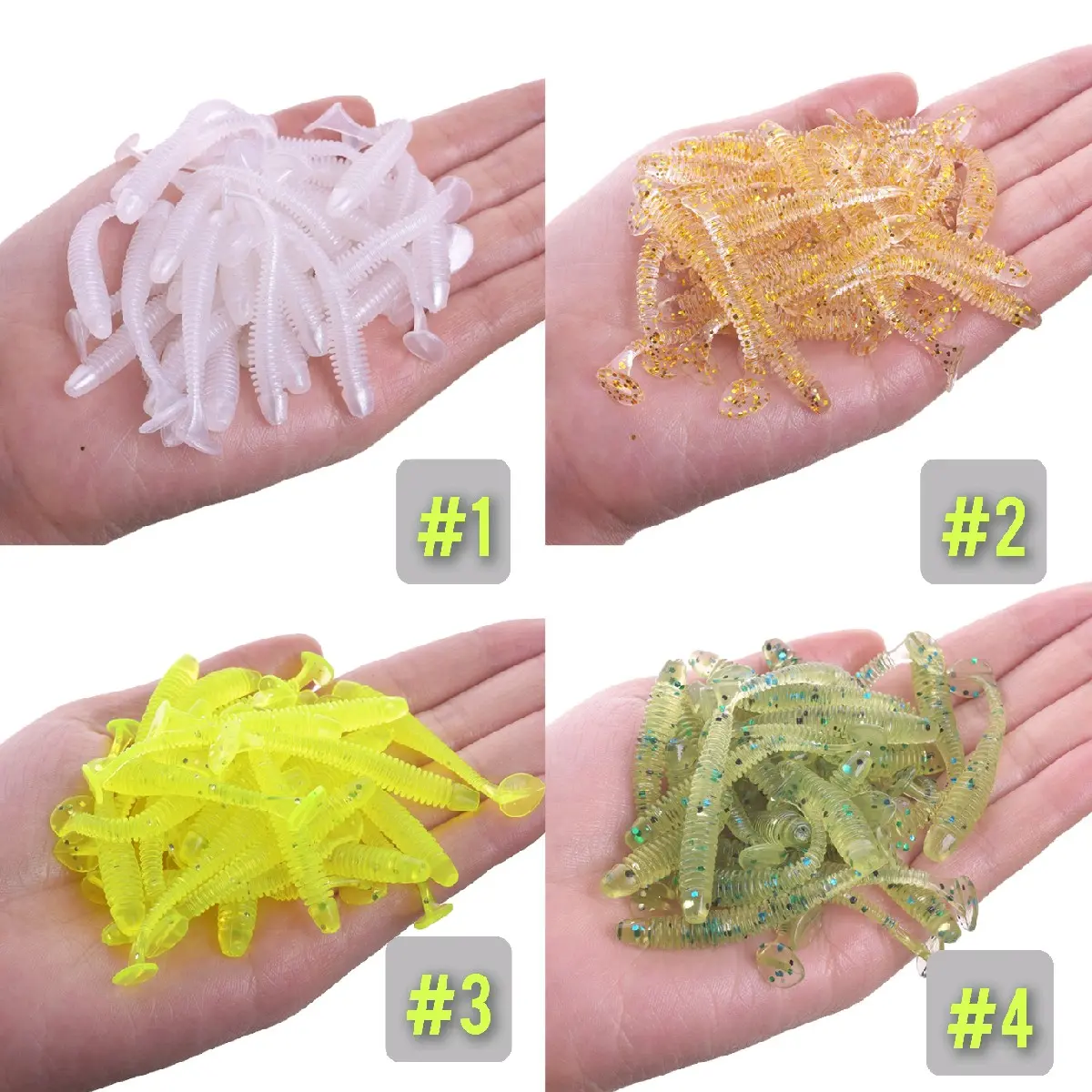 50PCS/PACK UMPAN PANCING CASTING MINI SOFTLURE  EKOR PADDLE 5cm