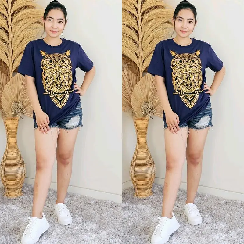 T-Shirt Unisex Pria Wanita Burung Hantu Gold - Kaos Oblong 7