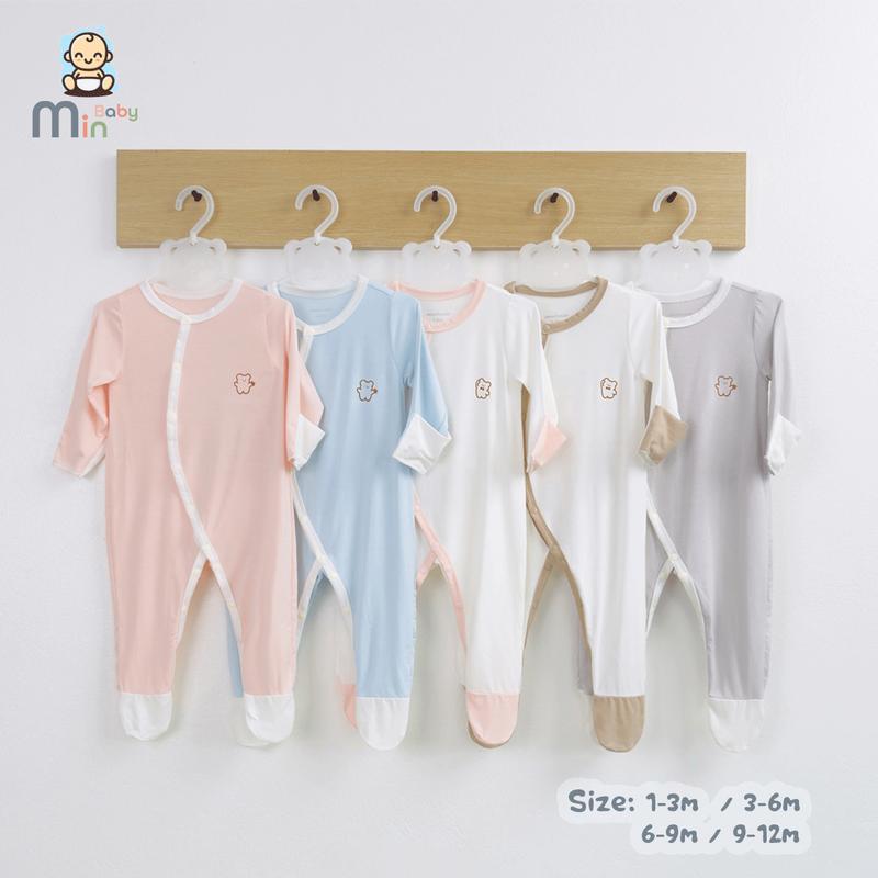  Body Sơ Sinh Dài Liền Bao Tay Bao Chân Vải Sợi Tre Mềm Mịn Thoáng Mát- Hàng Chính Hãng MIN0398 