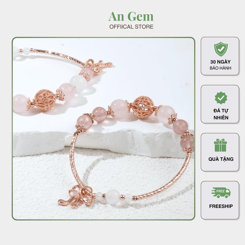 Product Introduction of Vòng tay nữ đá tự nhiên mix charm bi cầu vàng hồng An Gem, lắc tay đá phong thủy năng lượng phối charm nơ tinh tế Bracelet Rose Gold, quà tặng Tết, 8/3, 14/2 lễ tình yêu [TẶNG CHỈ ĐỎ] 26