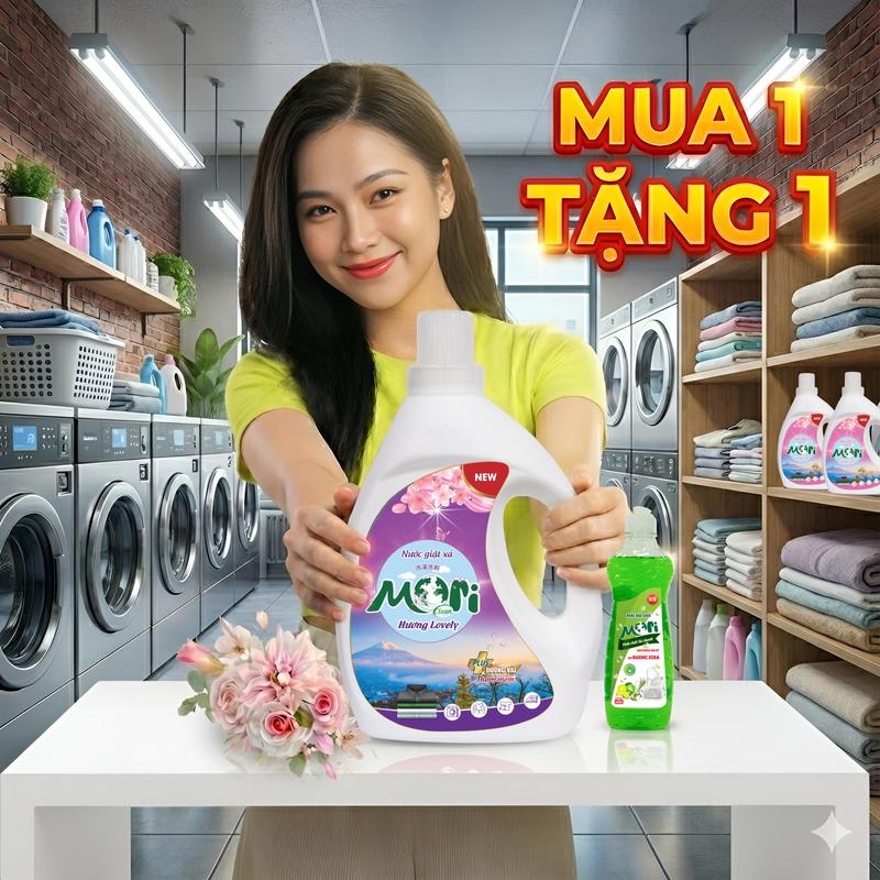 Mua 1 tặng 1 mua 2 tặng 4 Nước giặt xả Mori Clean can 3,2kg đa dạng mùi hương tặng rửa chén 400ml