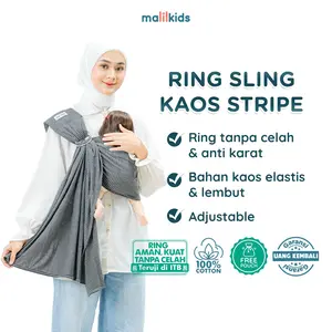 Malilkids Gendongan Bayi Ring Sling Kaos Gasing Stripe