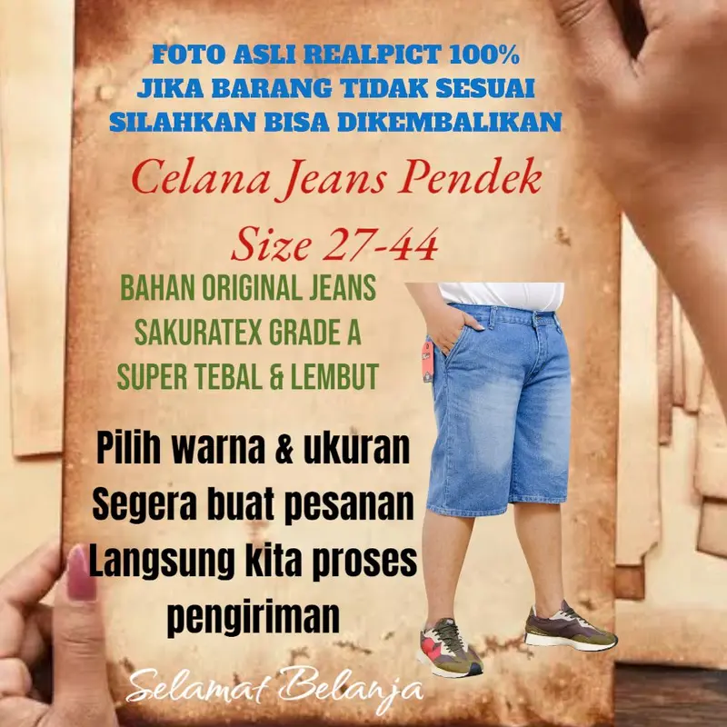 Celana Jeans Pendek Pria Jumbo Size 27 - 44 Retro Distro Keren 1
