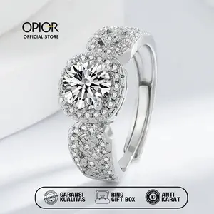 [OPIOR] Cincin Lamaran Mosa Zirkonia 1 Karat - Adjustable Ring Retro Style | Cincin Pernikahan Cincin Pertunangan Cincin Berlian