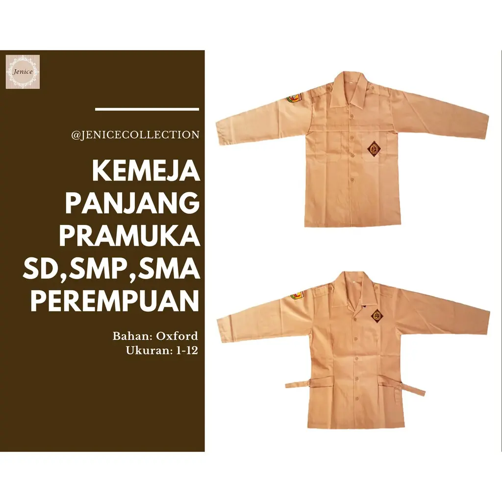 Seragam Sekolah Baju Kemeja Panjang Pramuka Pakaian Perempuan SD SMP SMA