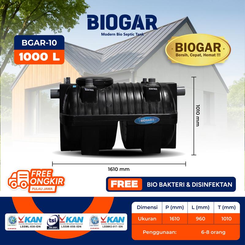 BIOGAR Septic Tank 1000liter Tangki Septic Bio Tank Bio Filter Septit Tank 5X Filtrasi 1