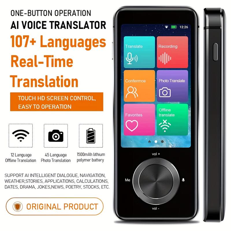 Product Introduction of M9 Language Translator Device Portable Voice Interpreter In 107 Languages Real-time 2-WAY Voice Translator Support Recording Text Translate Photo Translating Chinese/English/Japanese/Korean 6