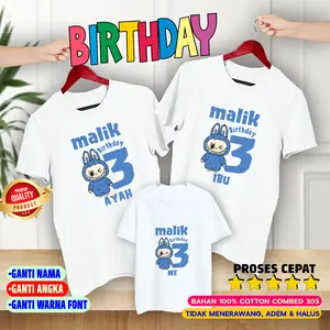 KAOS COUPLE FAMILY BIRTHDAY KAOS ULANG TAHUN / TEMA LABUBU / KAOS COUPLE KELUARGA CUSTOM