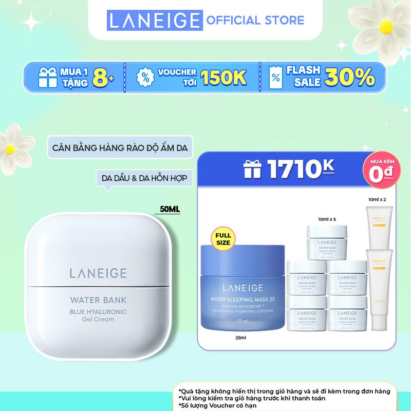Kem Dưỡng Ẩm Dạng Gel Water Bank Blue Hyaluronic Gel Cream 50ml (Da Dầu và Da Hỗn Hợp) Skincare Làm Đẹp Da