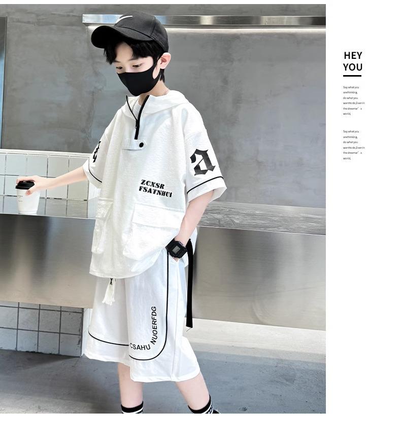 Product Introduction of Set Đồ Trẻ Em Cá Tính 2025 - Áo Hoodie Tay Ngắn + Quần Short Form Rộng | Size 120-180 30