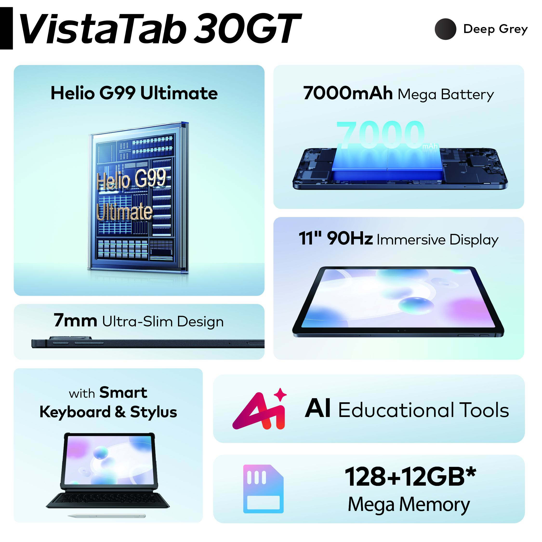 Official itel VistaTab 30 GT RAM 12*(6+6)+128GB Helio G99 Ultimate include stylus & keyboard Slot SIM Card UFS Storage - 7000mAh