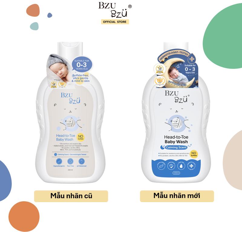 Sữa Tắm Gội Toàn Thân Em Bé BZU BZU Head to Toe Wash Dịu Nhẹ Mềm Mại Cho Da Dung Tích 200ml Cho Bé sữa  tắm 2