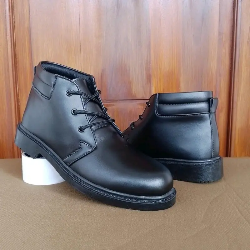 Sepatu Pdh Kerja Pria Formal Tali 3 Busa Hitam Dop Dinas Kantoran Dan Lapangan Security Polisi ASN PNS TNI Polri instansi Resmi Murah Berkualitas dan Antiselip Pantofel Shoes Karet 3