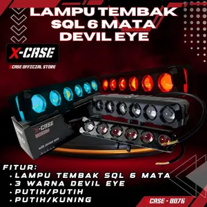 X-Case Lampu Tembak Sql 6 Mata Plus Devil Eye Warna Cahaya Putih Kuning 8076