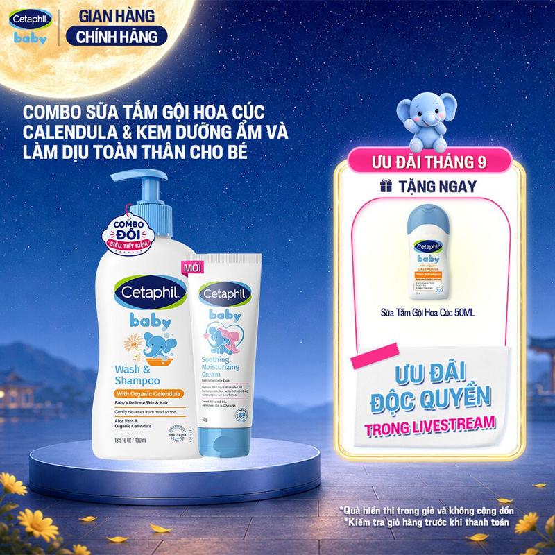 Combo Sữa tắm dưỡng ẩm dịu lành với Calendula hoa cúc hữu cơ 400ML & Kem dưỡng…