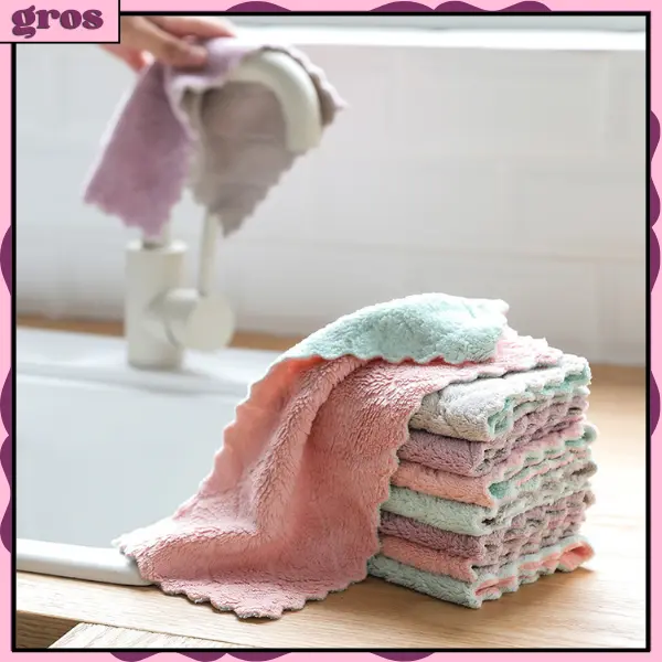 GROS Kain Lap Cuci Piring Anti Minyak Serbaguna Bahan Coral Fleece