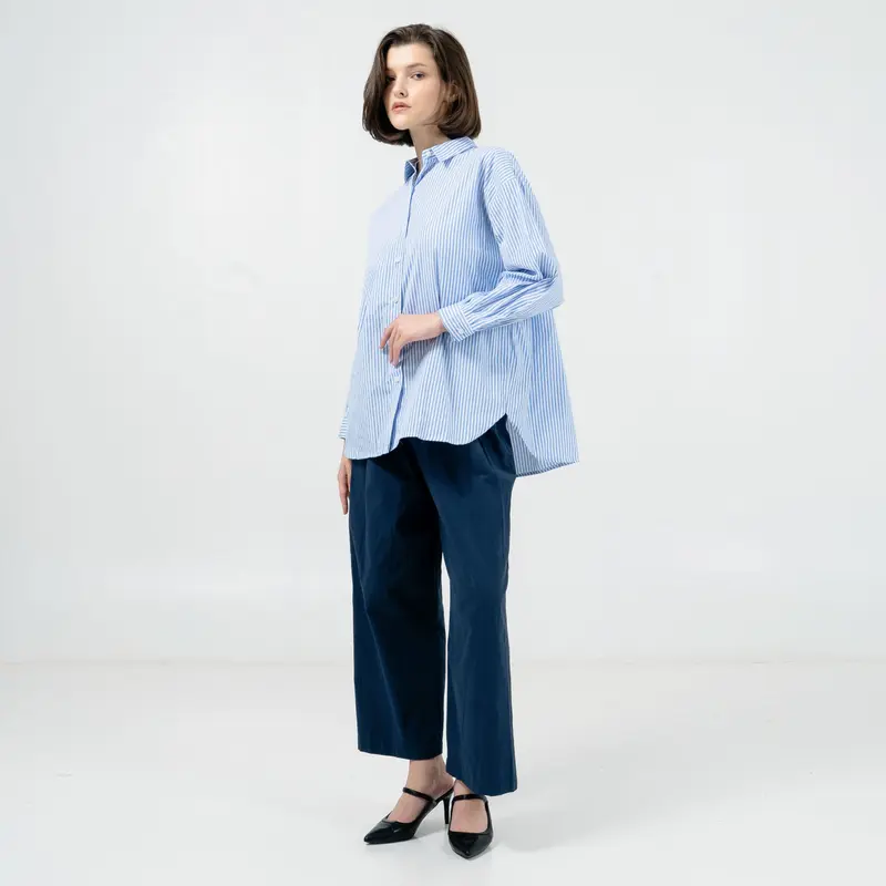 This Is April Atasan Kemeja Motif Casual Wanita Stripe Arlet Top 2
