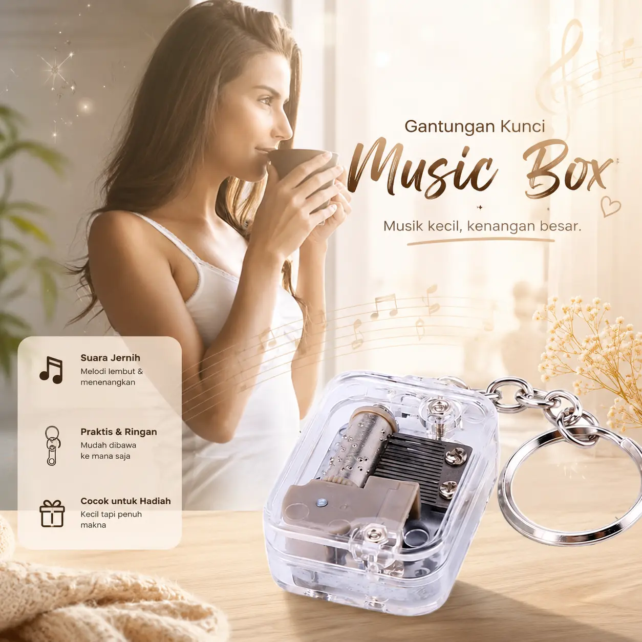 VKTECH Gantungan Kunci Kotak Musik DIY Mechanical Music Box Keychain - MBB18