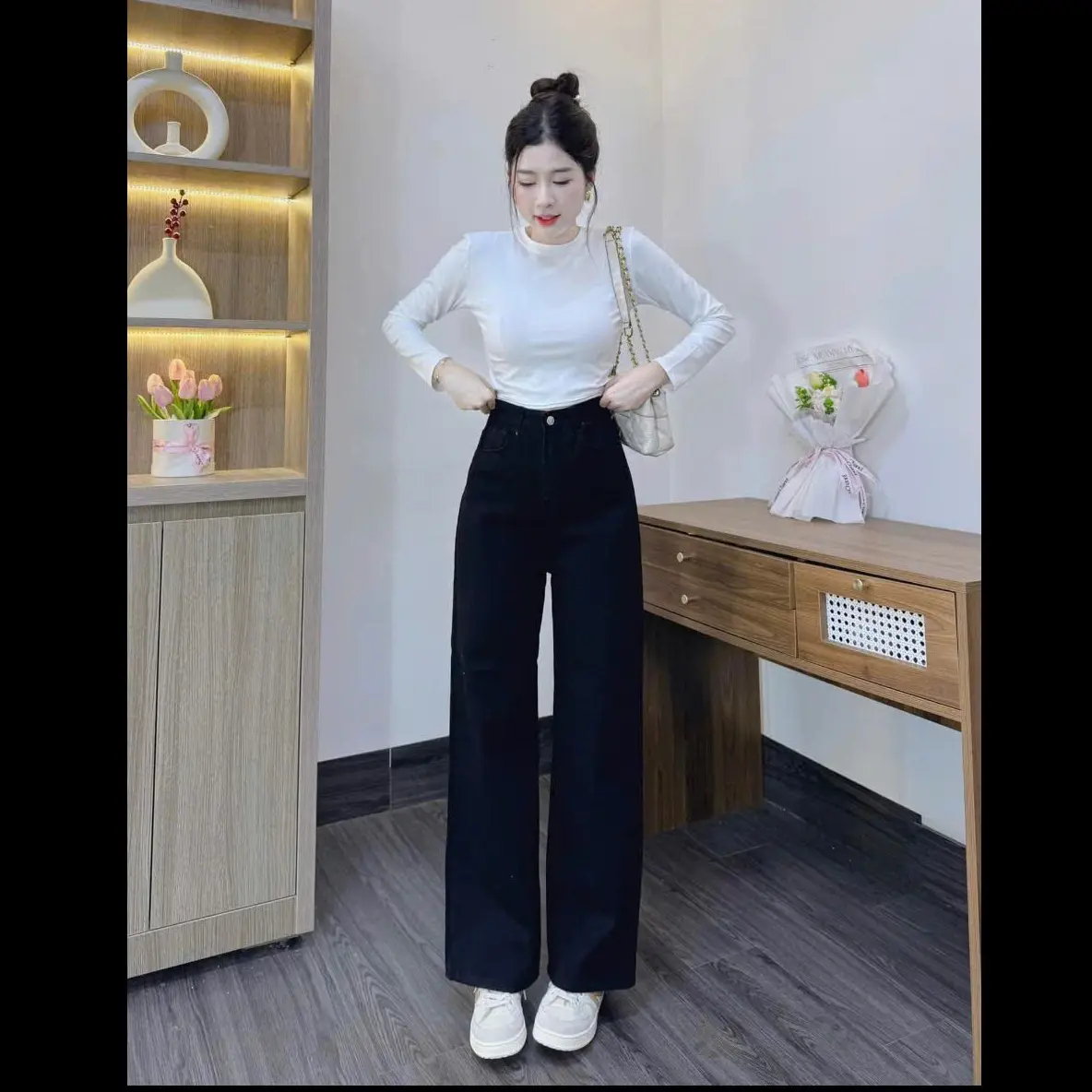 [XẢ KHO  -9 MÀU HOT ]XS-XL Jean Suông Trơn Cạp Cao Bagic Dễ Phối Đồ,  Che Khuyết Điểm | BigBuy360 - bigbuy360.vn