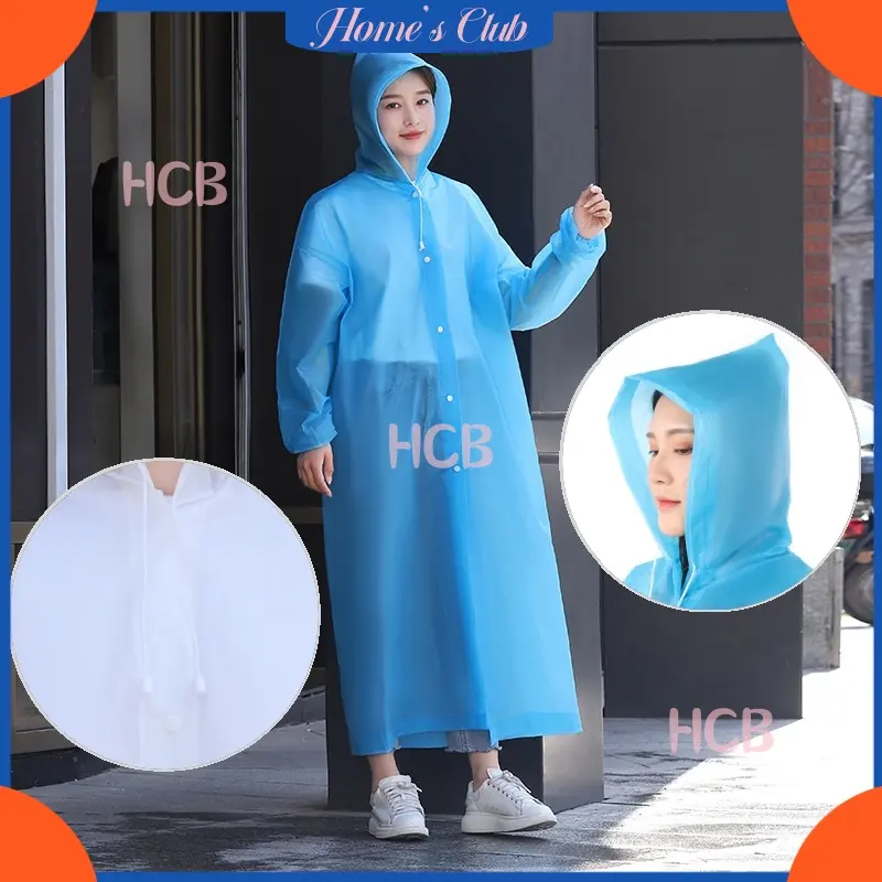 HCB Jas Hujan Terusan Polos Full Warna Transaparan / Mantel Gamis Jumbo Kancing Depan / Jas Hujan Muslimah / Jas Hujan Mantel Korea