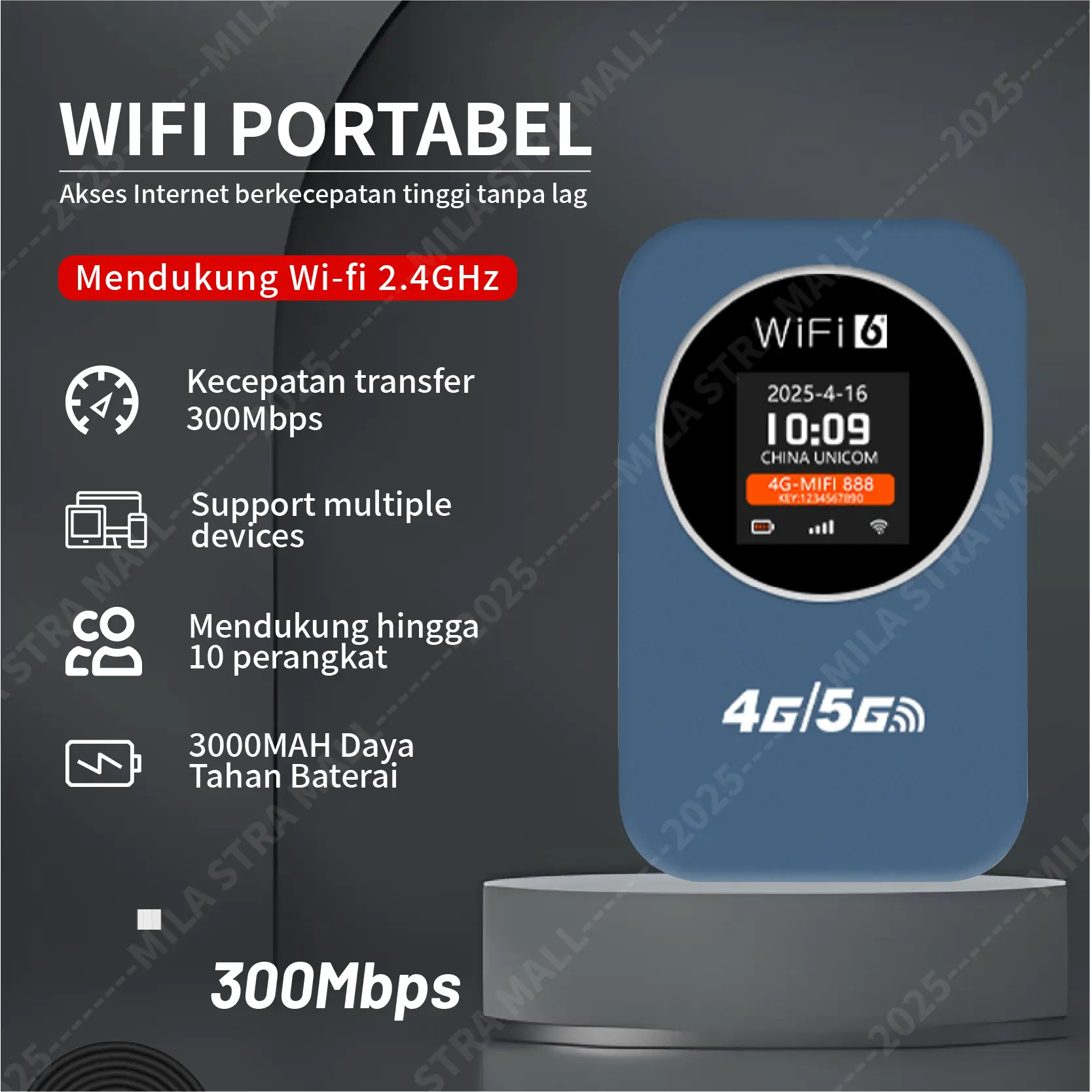 M32 Wifi Portable 4G/5G Mendukung kartu SIM dari semua operator  Mendukung hingga 10 koneksi perangkat Network stability high speed internet