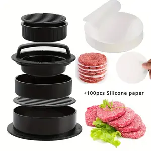1 Set ABS Burger Press with 100 Baking Papers | Cetakan Daging Burger Anti Lengket | Membuat Burger Sendiri di Rumah | Hadiah Ibu Rumah Tangga Kitchenware