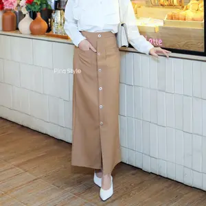 PINS Viona Skirt - Rok Span Casual Wanita Korean Style Midi Panjang Slim-Fitting Semi wool Formal
