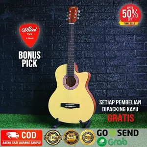 Gitar Akustik Pemula Custom Warna NATURAL Murah Banyak Bonus