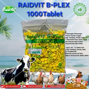 RAIDVIT B-PLEX 1000Tablet (BECOMP) Vitamin BComplex Mineral RAID ALL untuk Ternak Unggas Ayam Domba Kambing Sapi Mencegah Defisiensi Vitamin B