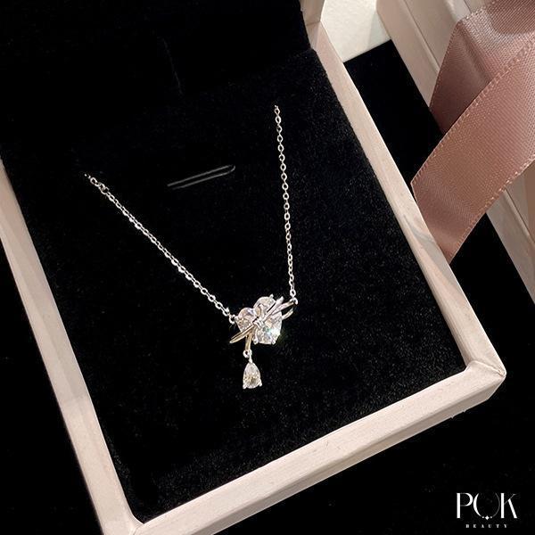 Dây ChuyềnNữ, Mặt Vòng Cổ  Tua Rua Trái Tim, Được Làm Bằng Chất Liệu Thép Titan Không Gỉ, Không Phai Màu, Không Thấm Nước, Có Thể Điều Chỉnh Độ Dài, Linh Hoạt, Phụ Kiện Dễ Thương, Tặng Kèm Hộp, Miễn Phí Quà Tặng, Một Mảnh