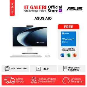 ASUS AiO V400 | V440VAK-W315WOM | Intel Core 3-100 | RAM 16GB | SSD 512GB | Layar 23.8"Inch FHD | Windows 11 Home + Microsoft Office Home 2024