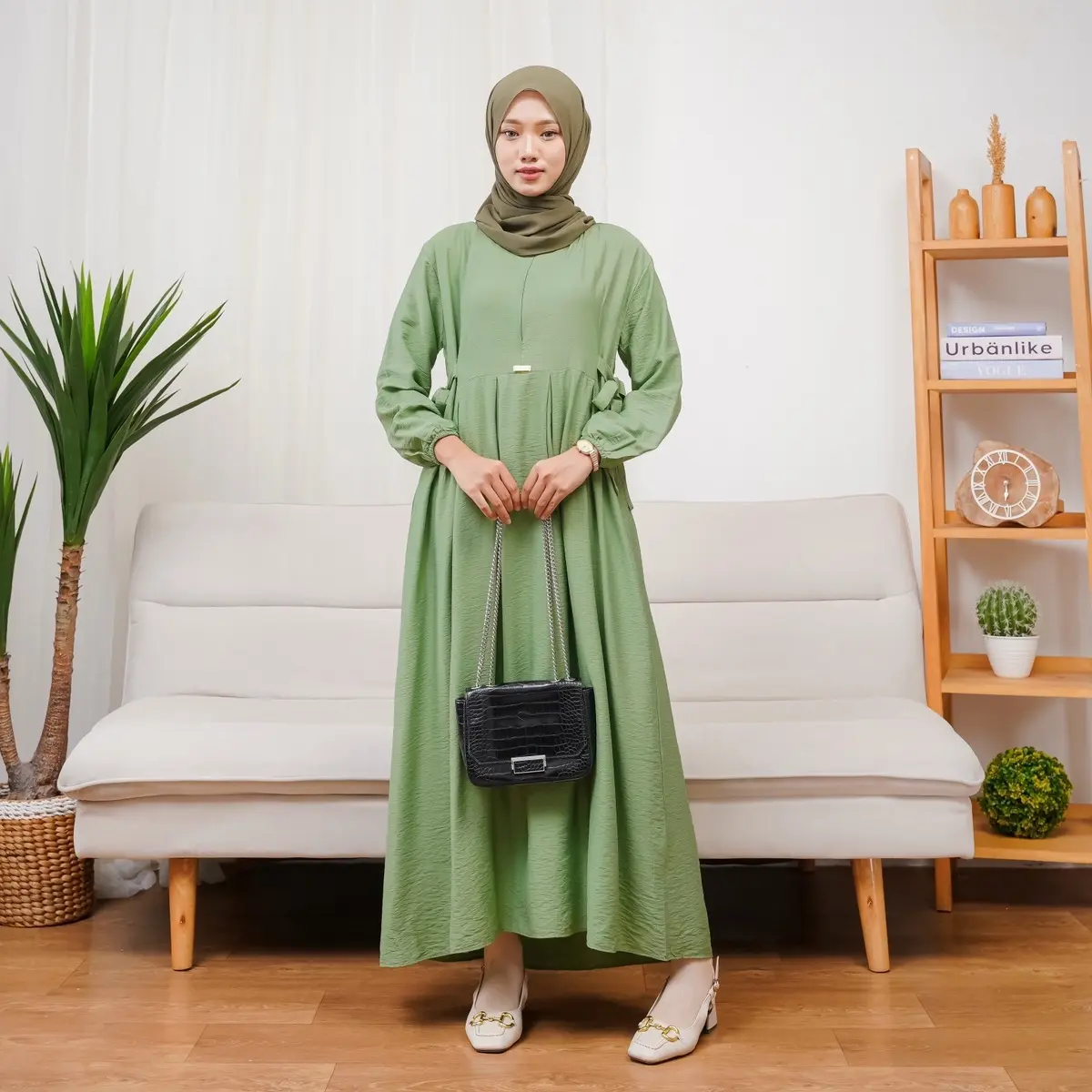 Nikita Gamis Dress Wanita Bahan Polo Linen