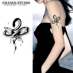 รอยสักชั่วคราว ดีไซน์หมึกงูและผีเสื้อ ติดทนนาน 15 วัน กันน้ำ ไม่กลัวการเสียดสี สติ๊กเกอร์รอยสัก