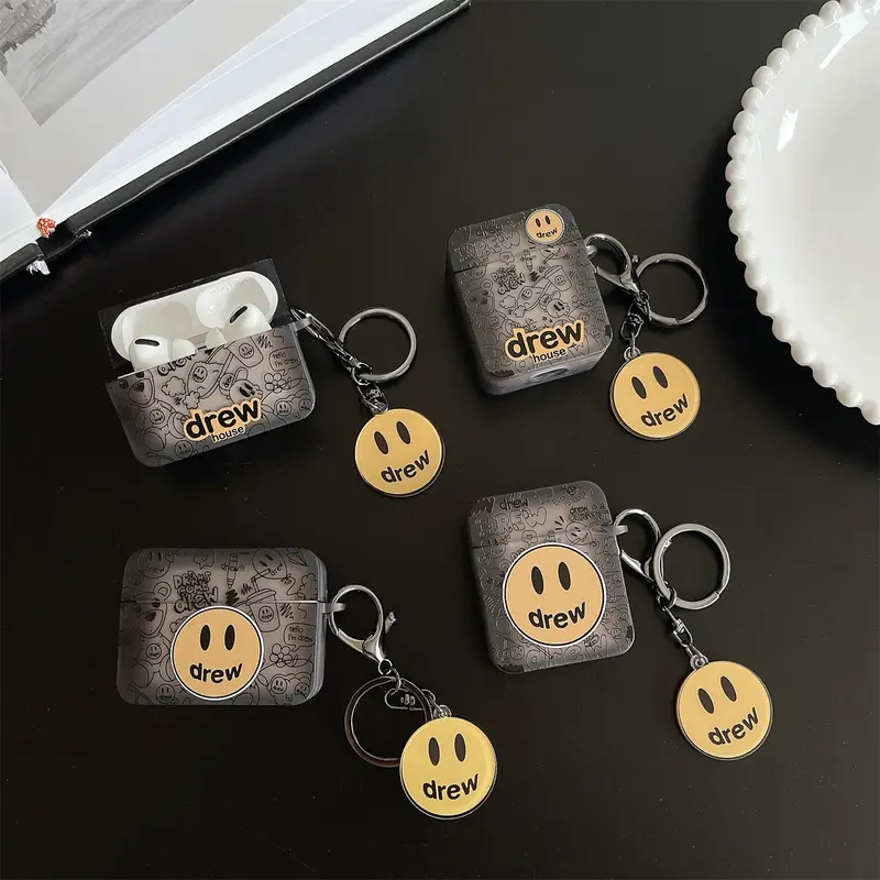 Ốp Vuông Silicon TPU Mềm, Drew Đen, Tương Thích Với Thiết Bị Airpods 4 Pro, 1 / 2 / 3 Pro2, Phụ Kiện Ốp Bảo Vệ, Thích Hợp Cho Tai Nghe Bluetooth Không Dây, Vỏ Bảo Vệ Chống Sốc Cầm Tay, Vỏ Bảo Vệ 0