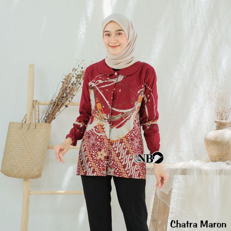 Blouse kantor modern Batik Wanita Lengan Panjang Batik Couple seragam chatra CPN 5