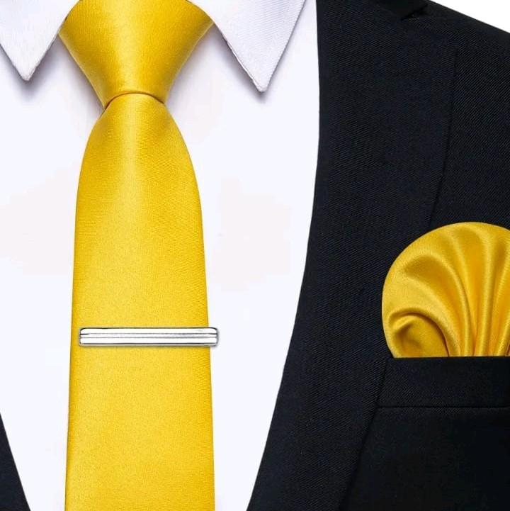 Dasi instan  pria plus penjepit dasi silver metalik dasi 3inchi 8 cm+ pocket square 3 in 1 packing box 1