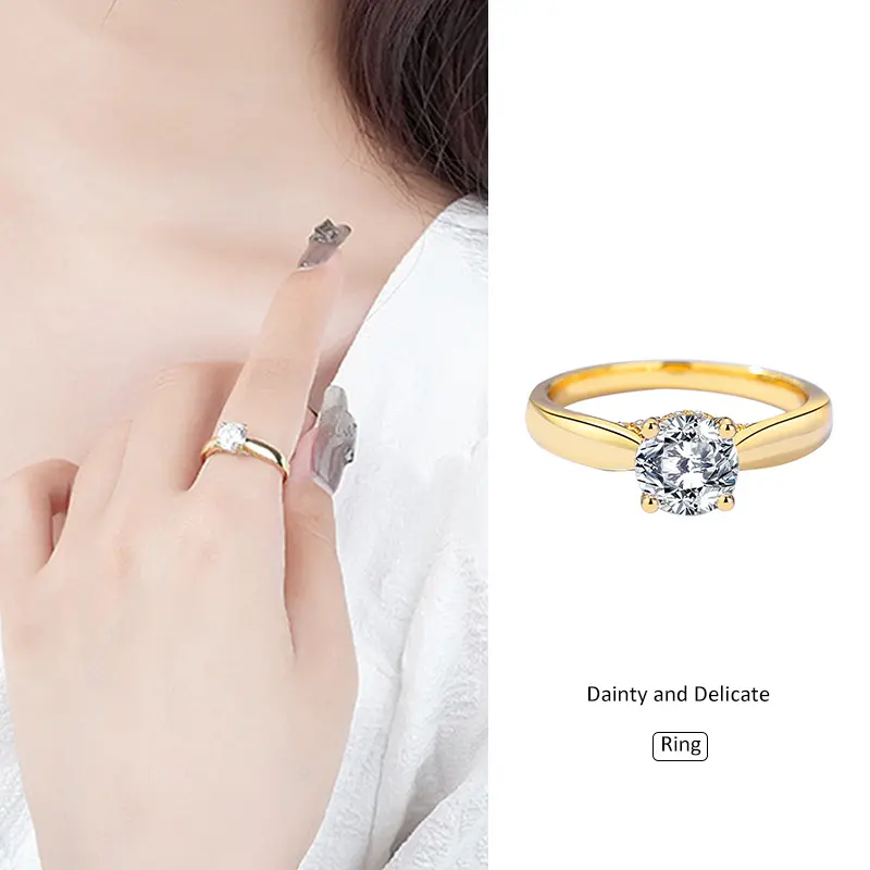 K1135 Luxury 925 Sterling Silver Four Claw 1 Carat moissanite Finger Ring Women Party Accessories New Years Valentines Birthday Statement