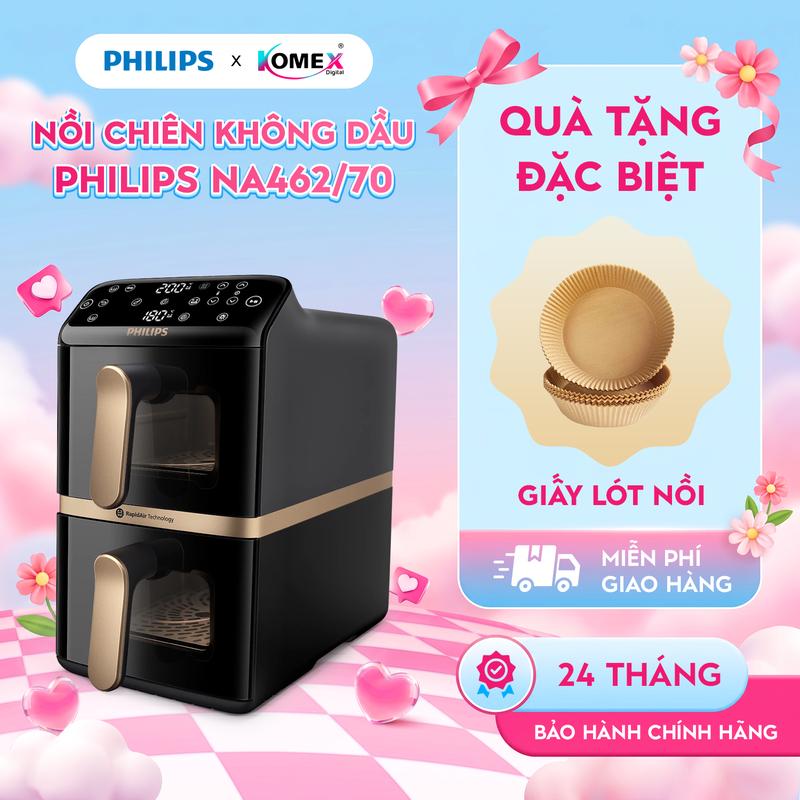 Nồi chiên không dầu Philips NA462/70 Công suất 2750W Cảm ứng có màn hình hiển thị Chiên nướng nhanh