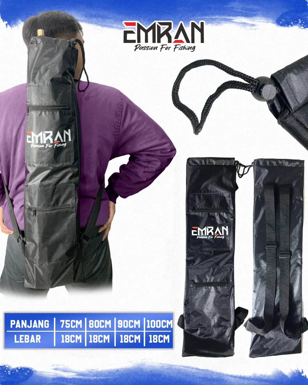 Tas Pancing Tegek Serut 2 Kantong Muat Joran 5-7pcs