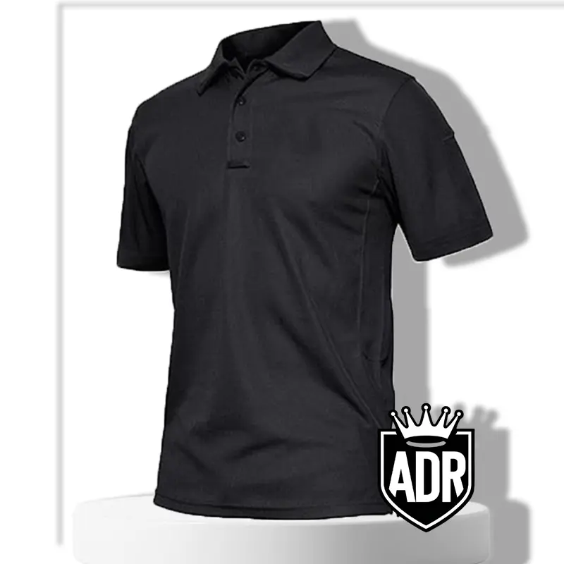 ADRDistro - Baju Kaos Polos Polo Shirt Pria Keren Casual - Basic Kaus Polo Tshirt Kerah   Tebal Lembut Katun Panjang Sablon Silver Logo Gold Merah