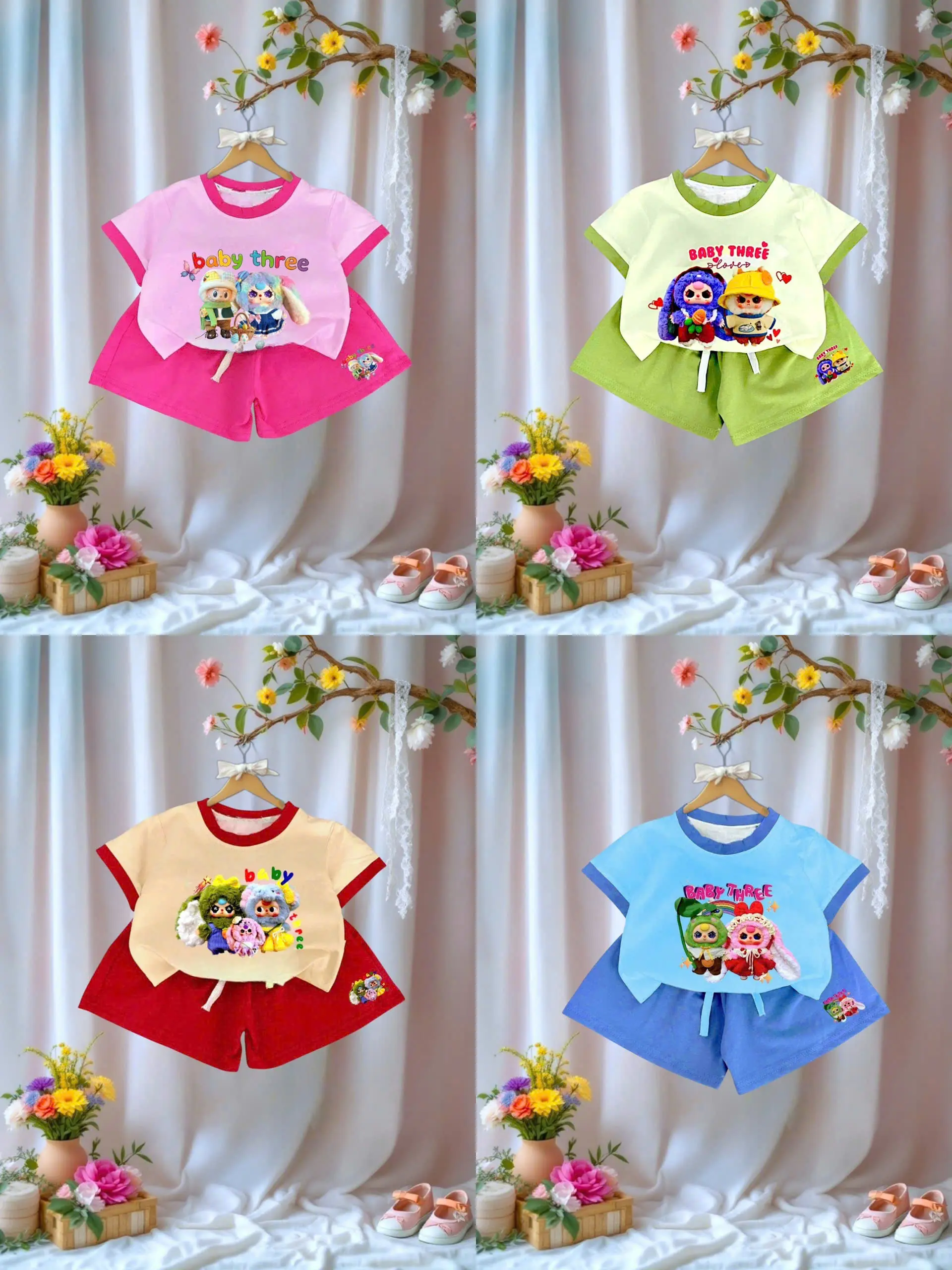 COMBO 4 BỘ ĐỒ baby three BÉ GÁI 10KG - 55KG