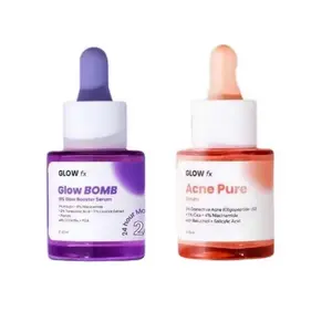 GLOW fx Glow Bomb 1% Glow Booster Serum & Acne Pure Serum 24 Jam Moisturizer