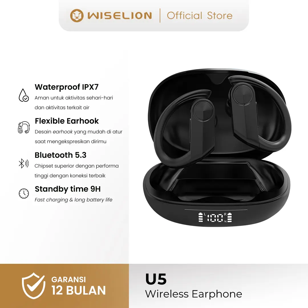 WISELION TRUE WIRELESS BLUETOOTH EARPHONE EARBUDS TWS U5 Bass Headphones Headset tws soundtech