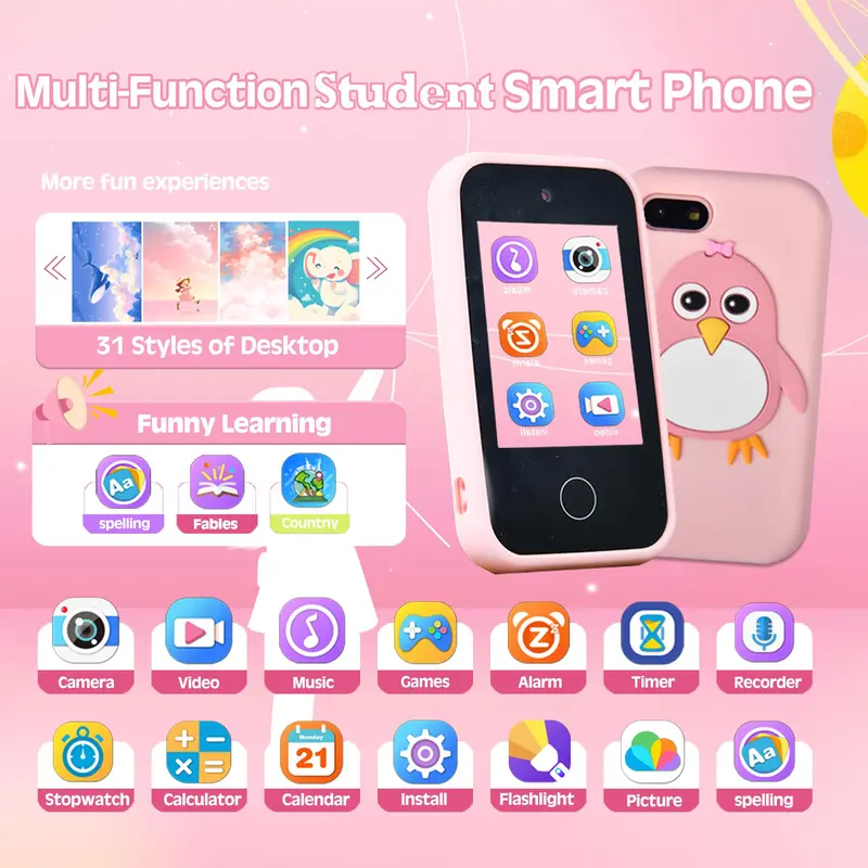 Smart Electronic Learning Devices, Smart Phone, Multi-function Smart Phone with 32GB Memory Card, Built-in English Words Education Reader, Camera Video Recording & Games 7