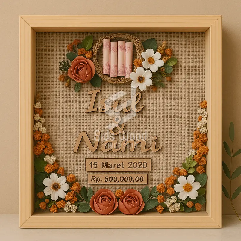 SidsWood [3D30] Bingkai 3D Kayu Akrilik 30x30 cm Bingkai Kayu Untuk Mahar Bingkai 3D Jati Belanda Figura Kayu Frame Mahar Kotak Mahar 0