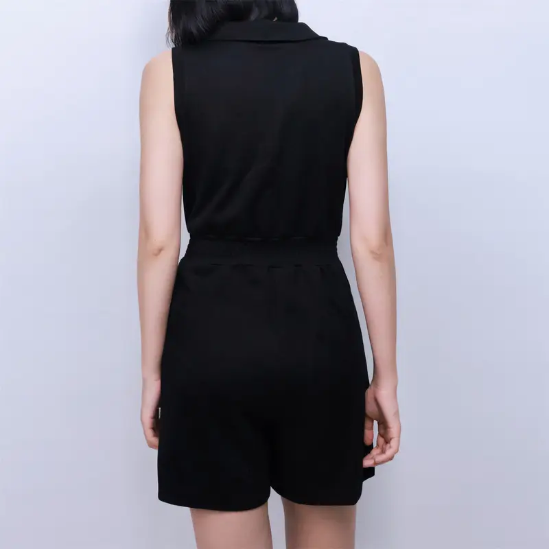 Pwest Women's Stretch Sleeveless Short Pocket KNIT Polo Romper 8