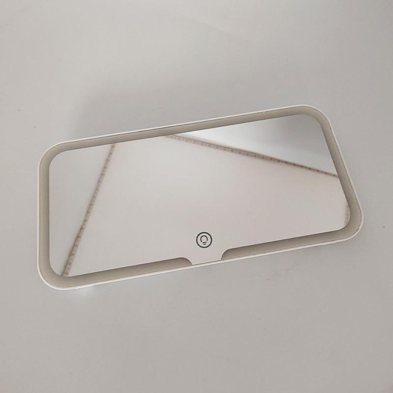 Cermin Rias LED Portabel untuk Visor Mobil dengan 3 Pilihan Cahaya Sensor Sentuh & Perlindungan Mata - Cermin Aluminium Jernih & Lampu LED Lembut