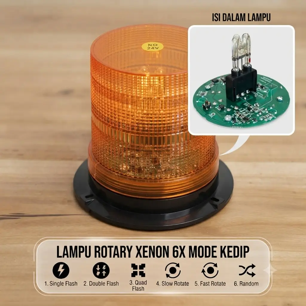 Lampu Rotary Xenon 6 Mode Kedip 24Volt Lampu Dekorasi Motor Mobil LED Strobo Flash Warna Beragam Universal Super Terang Car Kendaraan