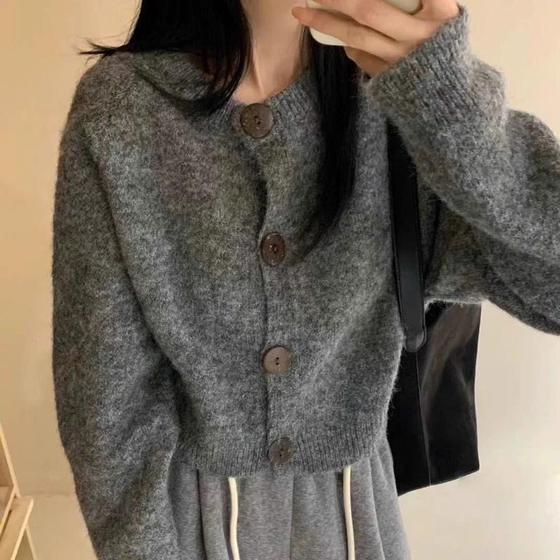 [ Hàng QC loại 1] Áo khoác cardigan len dệt kim cúc to phong cách nàng thơ KAZYDRESS_A063
