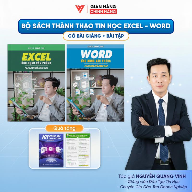 Combo 2 Sách Tin Học Excel Và Word Ứng Dụng Văn Phòng Từ Cơ Bản Đến Nâng Cao
